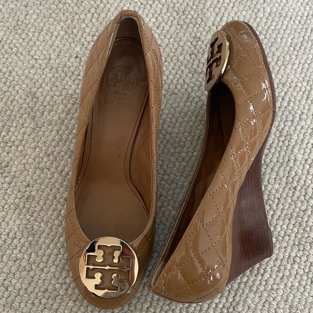 Tory Burch Quinn 65mm Quilted Patent Leather Wedge